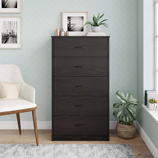 Mainstays Classic 5 Drawer Dresser (Black Oak)