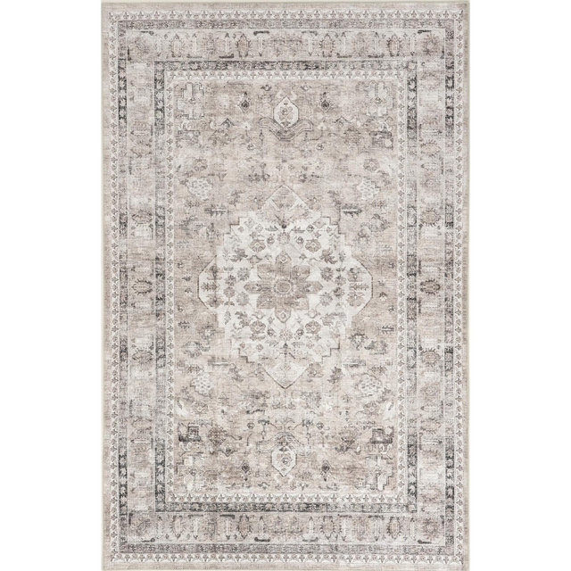 nuLOOM Davi Faded Spill Proof Machine Washable Area Rug Taupe 4' x 6'