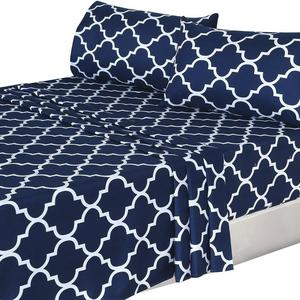 4 Piece Bed Sheets Set (King, Navy) 1 Flat Sheet 1 Fitted Sheet and 2 Pillow Cases - Hotel Quality Brushed Velvety Microfiber - Luxurious - Extremely Durable - by Utopia Bedding