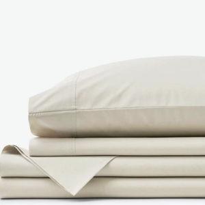 Premium Cool Supima® Cotton Percale Bed Sheet Set - Oatmeal, King