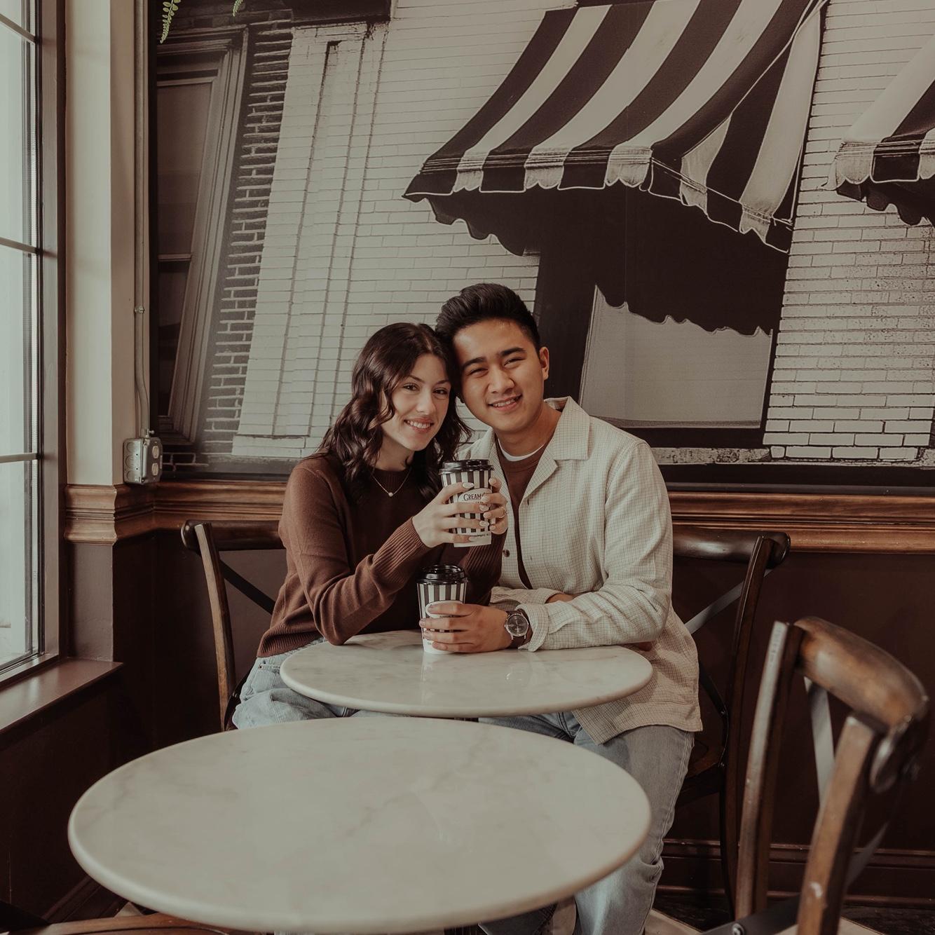 Engagement photos at Cream and Sugar