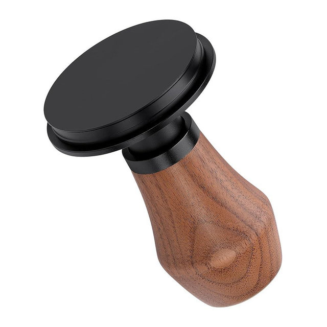 Normcore Espresso Tamper 51mm, V4.1 Spring Loaded Coffee Tamper with Click Feedback, Titanium PVD Flat Base, Walnut Handle, Silicone Stand, Barista Tool for 51mm Portafilter