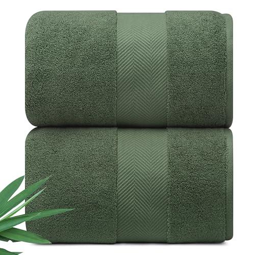 Alusa Home Ultra Soft & Plush Viscose from Bamboo Bath Sheets - 700 GSM Pack of 2 - Extra Large 70x35 in - Super Absorbent & Quick Drying (Hunter Green)