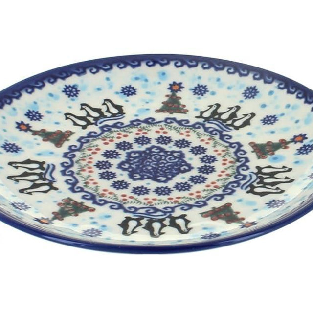 Blue Rose Polish Pottery Arctic Holidays Dessert Plate