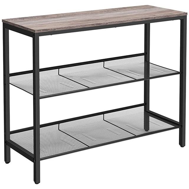 HOOBRO Console Table, Sofa Table with 2 Flat or Slant Adjustable Mesh Shelves, Hallway Table and Sideboard, for Entryway, Living Room, Corridor, Easy Assembly, Industrial, Greige and Black BG01XG01