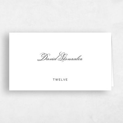 White Typography Wedding Place Card - Arthur