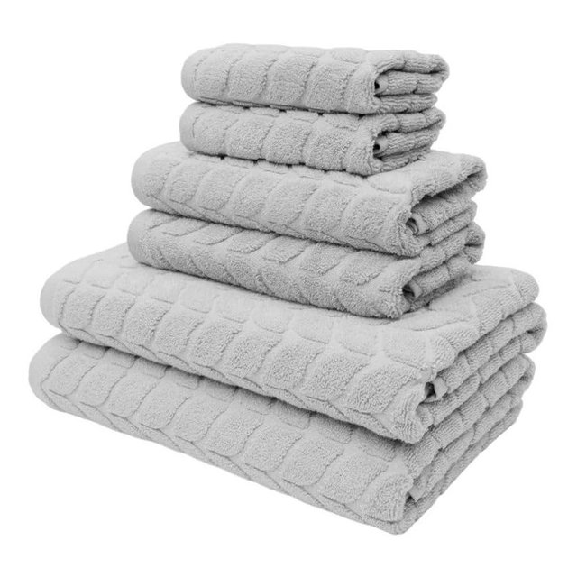 BAGNO MILANO Turkish Cotton Ultra-Soft Plush Absorbent Quick Dry Bathroom Towel Set, Made in Turkey (LightGrey, 6 pcs Towel Set)