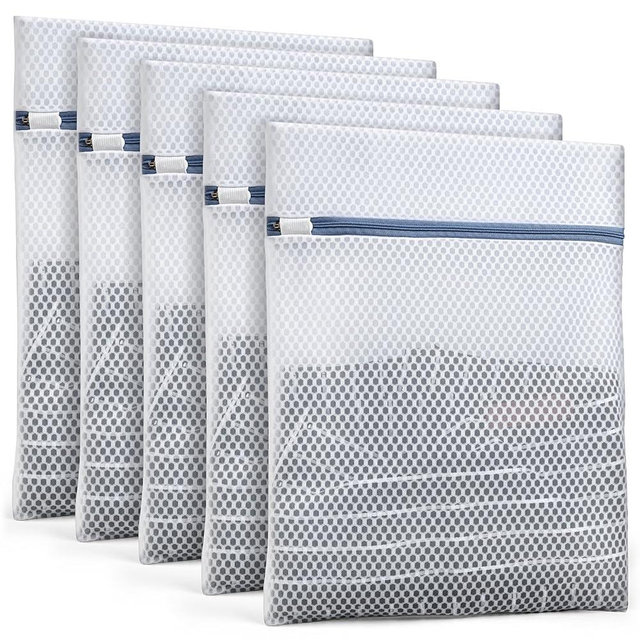 Durable Mesh Laundry Bags 5-Pack (12x16 Inch) Delicates Protector for Lingerie & Baby Clothes