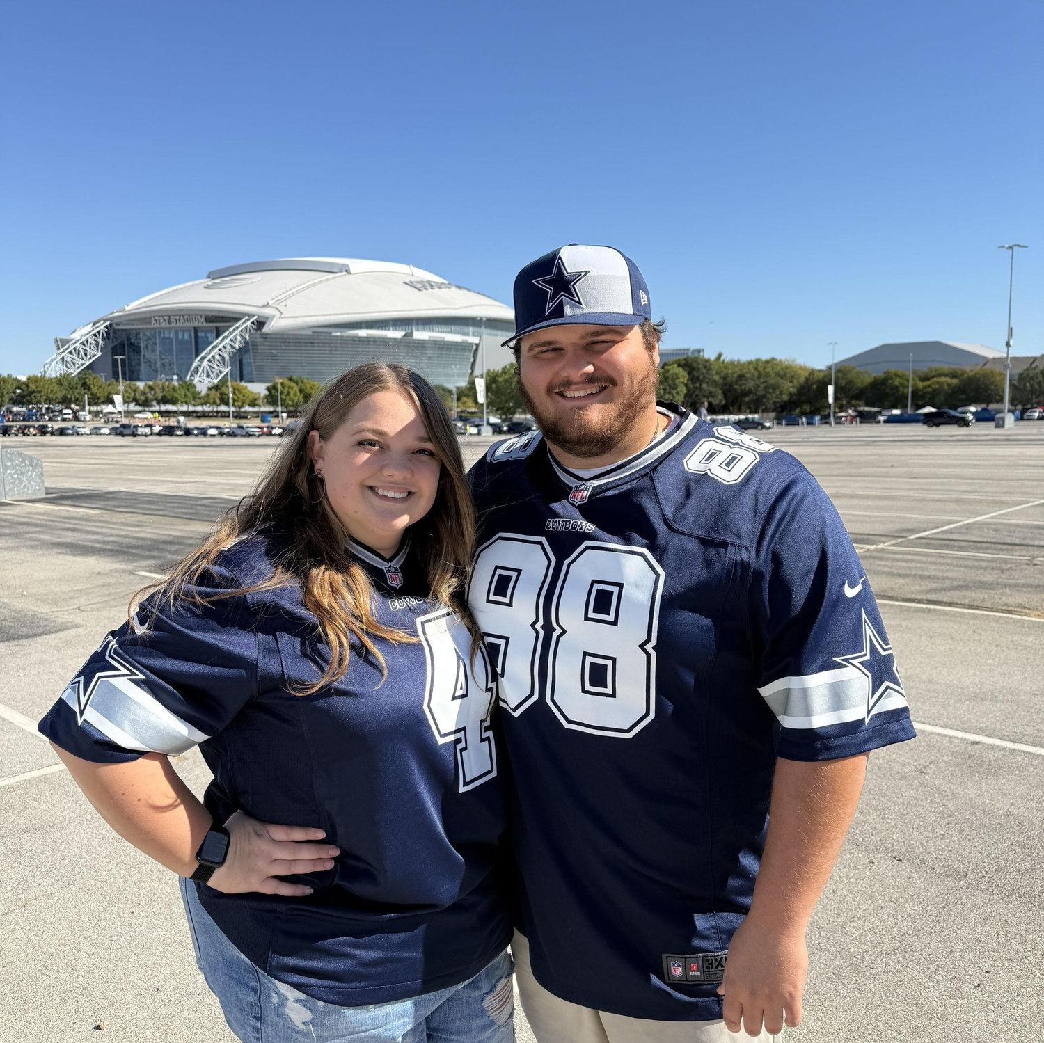 When Ashlyn surprised Harrison with Dallas Cowboys Tickets for his birthday.
