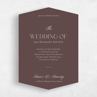 Brown Diamond Wedding Invitation - Gavin Portrait