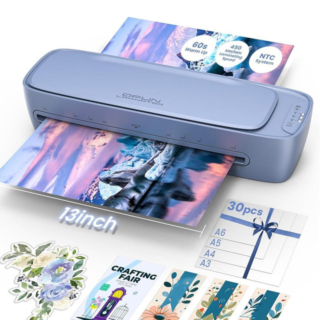13 Inch Laminator Machine 11x17 with Laminating Sheets Personal Laminator for Teachers, 60S Warm Up Cold Thermal Lamination Machine for Home Office, A3 Laminating Machine Portable Paper Laminate Kit