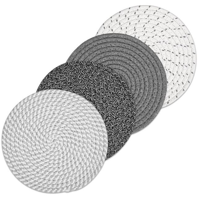 Tidponra 8" Trivets Set for Hot Dishes, 4 Heat Resistant Pot Holders Kitchen Counter, Table, Home Essentials, Anti Stain Hot Pads Plate Mats for Hot pots and Pans