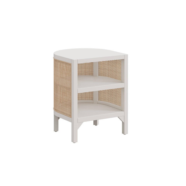 Whalen Semi Circle Rattan Side Table White
