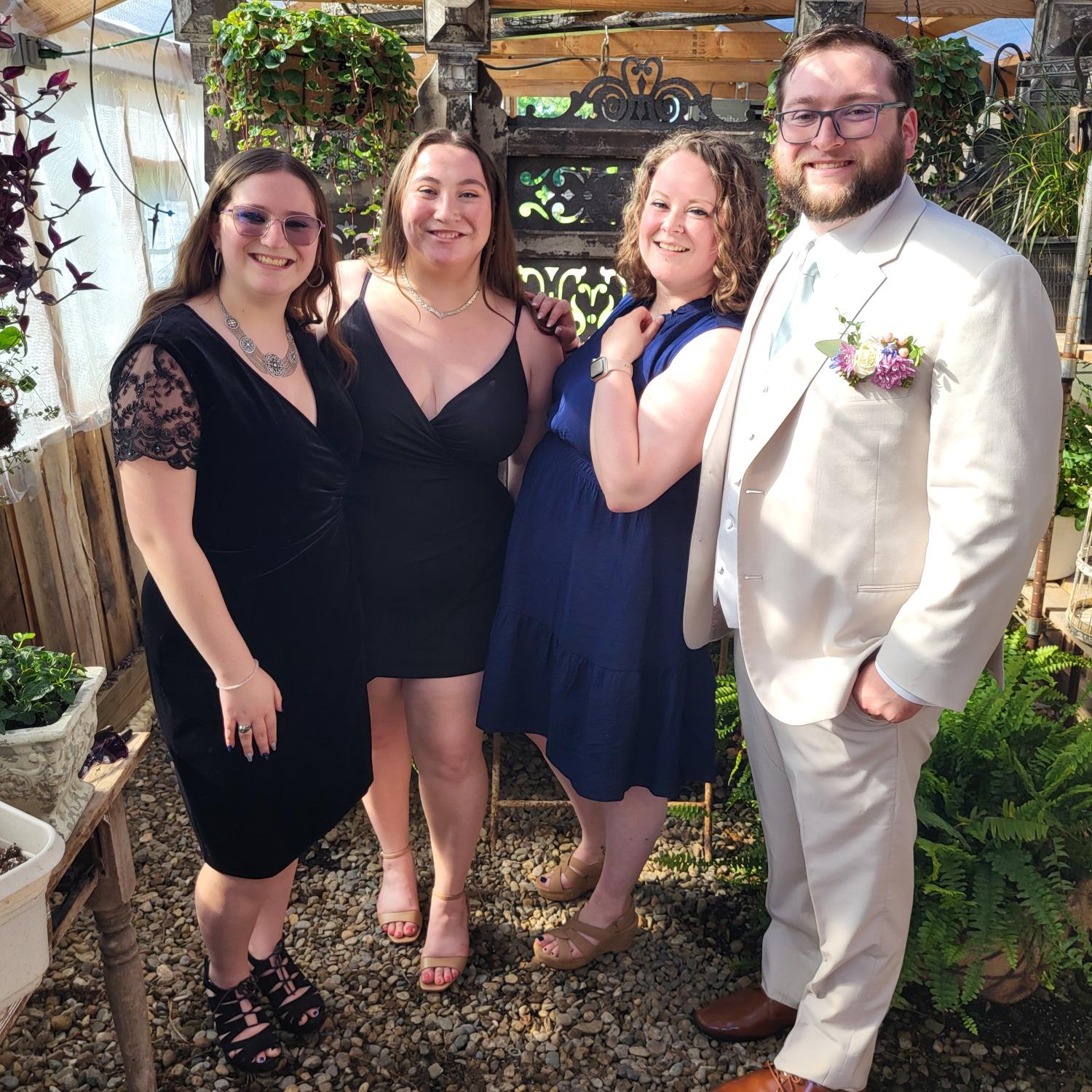We all got dressed up for Tony's wedding!