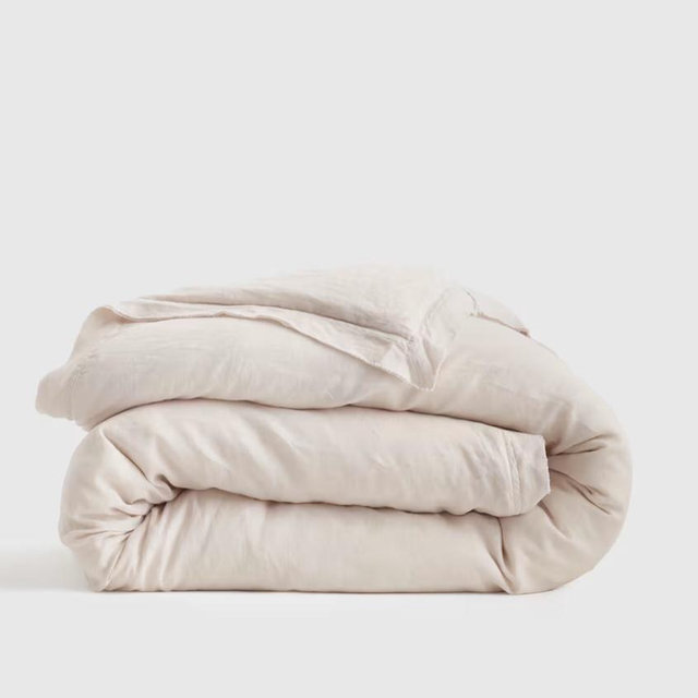 European Linen Double Flange Duvet Cover in Sand