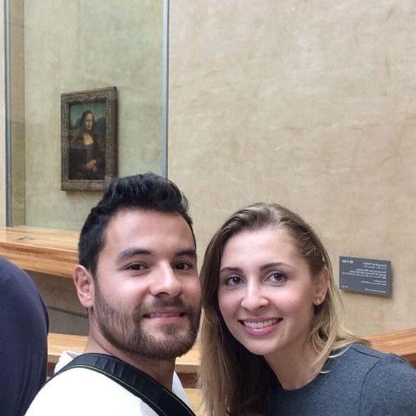 First trip to Europe! In front of the Mona Lisa.