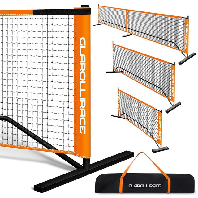 Glarollirace 3-in-1 Portable Pickleball Net Set, with Regulation Size 22 FT | 10 FT | 4 FT PE Nets + Metal Frames, Pickle Ball Net System for All Weather Condition and Windproof, Indoor and Outdoor