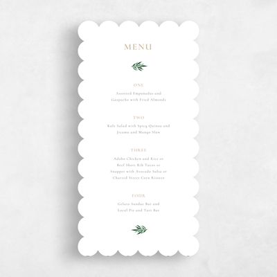 White Scalloped Wedding Menu - Cappell
