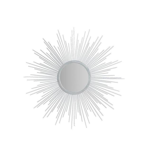 Madison Park Wall Décor Fiore Metal Sunburst Mirror for Living Room - Home Accent, Ready to Hang Bedroom Decoration, 29.5" Diameter, Silver