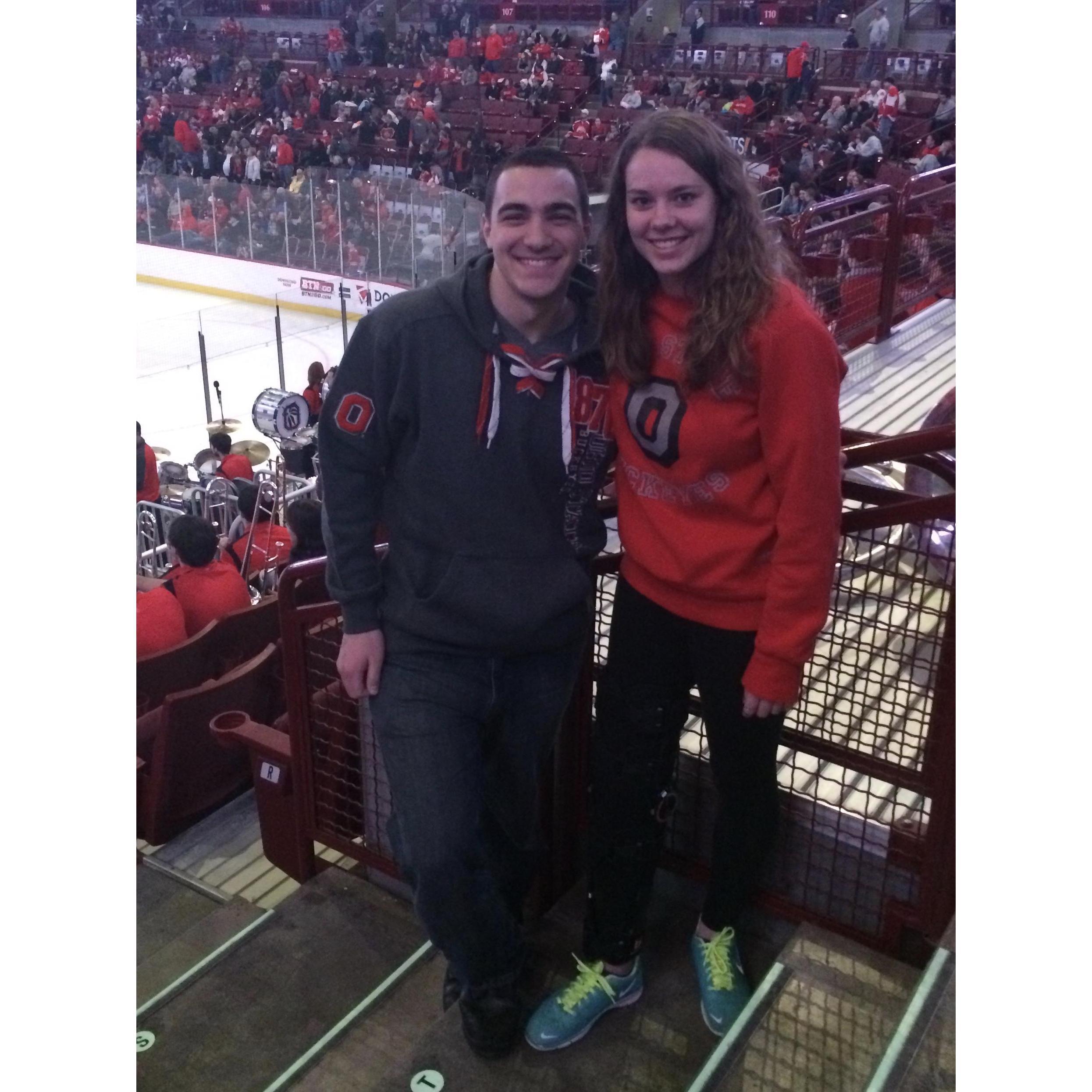 One of our first dates at a OSU hockey game in 2014.