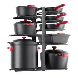 MUDEELA Pots and Pans Organizer under Cabinet 20.8" Height, Heavy Duty Adjustable Pot Pan Organizers inside Cabinet, 8-Tier Kitchen Cabinet Organizers and Storage for Big Stockpots, Heavy Cookware