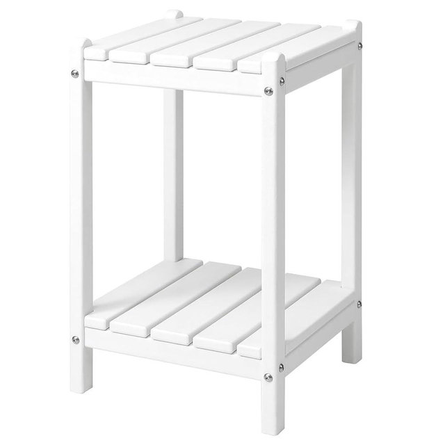 LZRS 24" Double Adirondack Outdoor Side Table, Pool Composite Patio Table,HDPE End Tables for Backyard,Pool, Indoor Companion, Easy Maintenance & Weather Resistant(White)