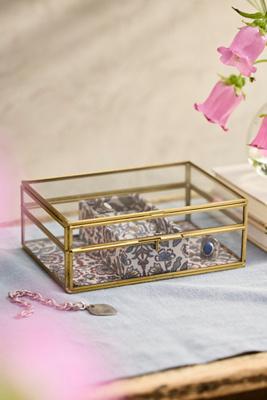 Lined Brass + Glass Jewelry Box