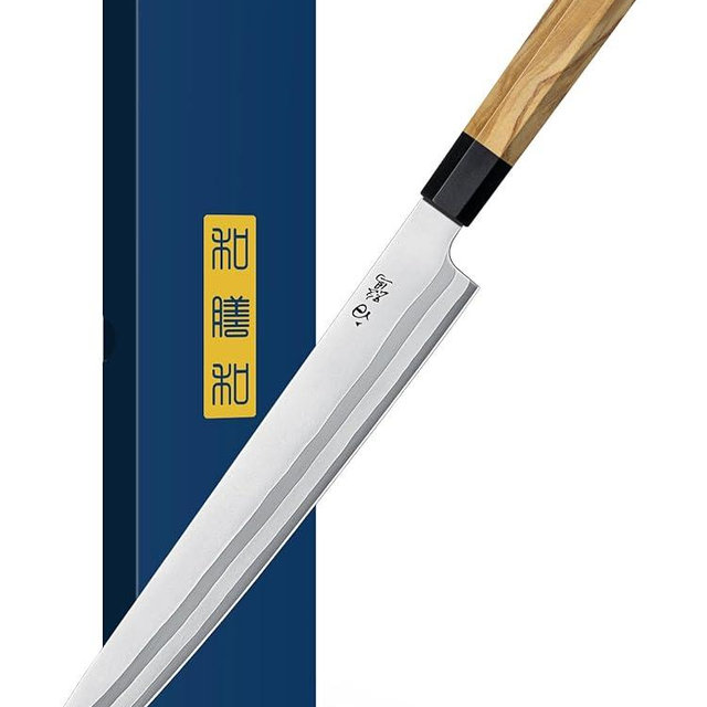 HOSHANHO Sushi Knife 10 Inch, Japanese High Carbon Steel Sashimi Knife, Ultra Sharp Yanagiba Knives, Kitchen Knives for Fish Filleting with Olive Wood Handle
