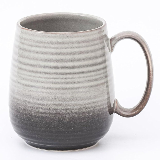 HYTYSKAR Large Coffee Mugs, Extra Large Ceramic Coffee Mug, 23 oz Handmade Pottery Mug, Big Tea Cups with Handle for Office and Home, Dishwasher and Microwave Safe (Grey Black)