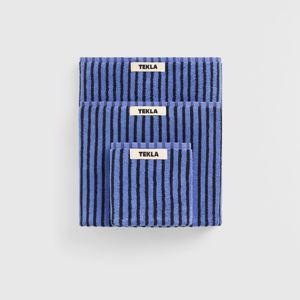 Terry towel – striped – Blue and Black | Tekla Fabrics