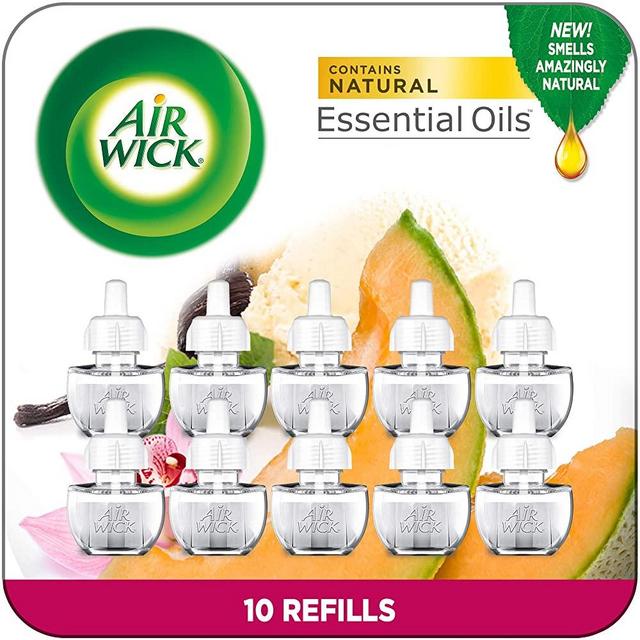 Air Wick Plug in Scented Oil 10 Refills, Summer Delights, Eco Friendly, Essential Oils, Air Freshener