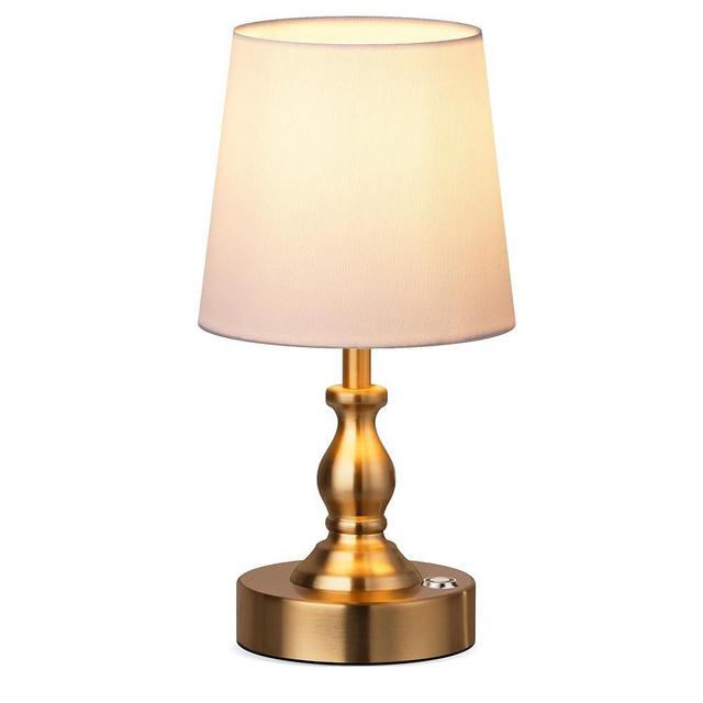 PARTPHONER Mini Cordless LED Table Lamp, 5200mAh Rechargeable Battery Operated Lamp, 3-Level Brightness, Touch Dimmable Desk Lamp, Bedside Night Light for Patio Camping Restaurant Home, Antique Brass