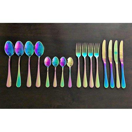 Elegantoss Stainless Steel Tableware Flatware 16 Piece Cutlery Set, Multicolored