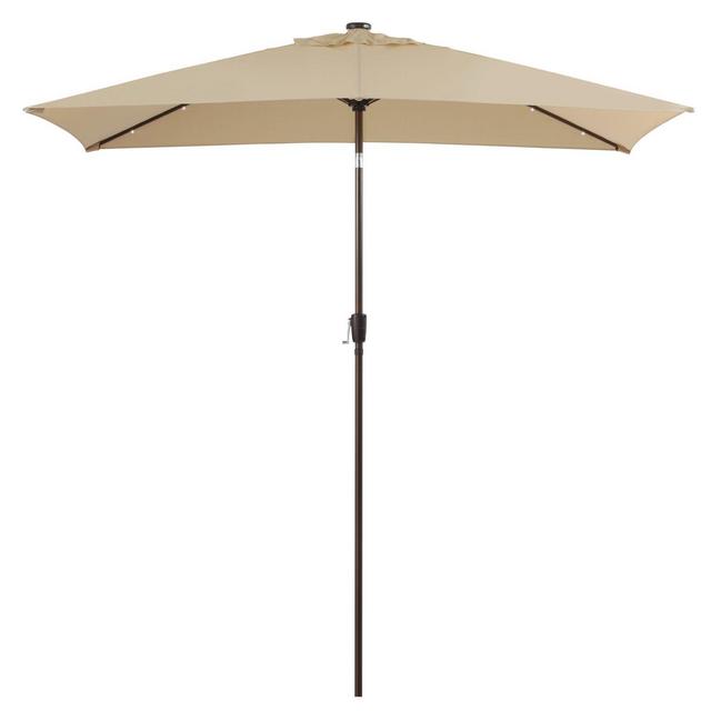 Destination Summer 11-Foot Rectangular Solar Aluminum Patio Umbrella in Natural