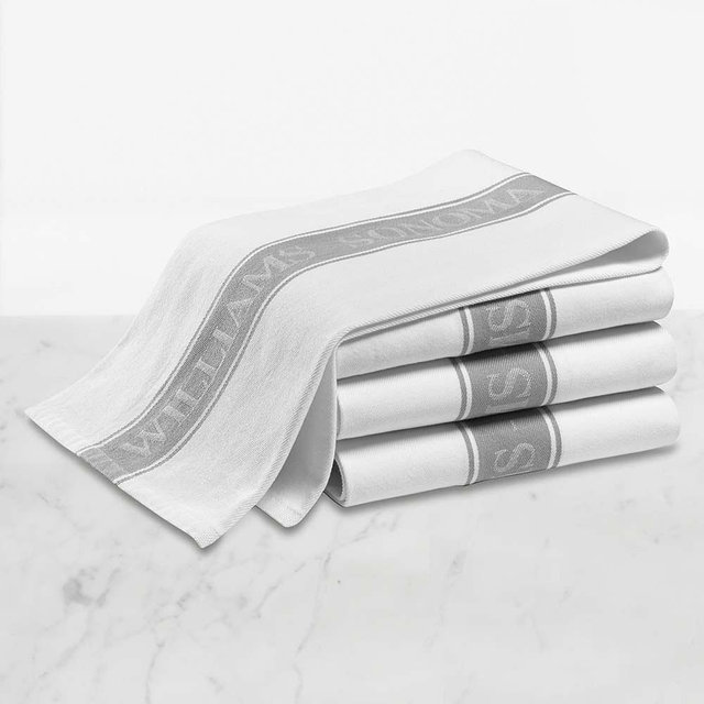 Williams Sonoma Classic Logo Towels, Set of 8, Drizzle Grey