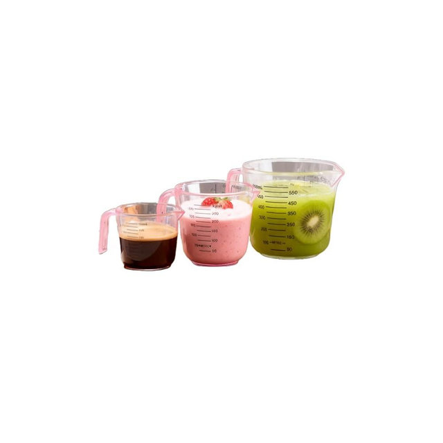 Pink Measuring Cups Set - 3pc 150ml/300ml/600ml，Liquid Measuring Cups for Baking & Cooking with Multiple Scales, Cute Pink Kitchen Accessories