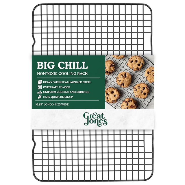Great Jones Big Chill Wire Cooling Rack (Pepper) – 16.9" × 11.4" Heavy-Weight Aluminized Steel,Nonstick Baking Rack – Oven Safe 450 °F, Bacon & Cookie Cooling Rack – Fits Half Sheet Pans