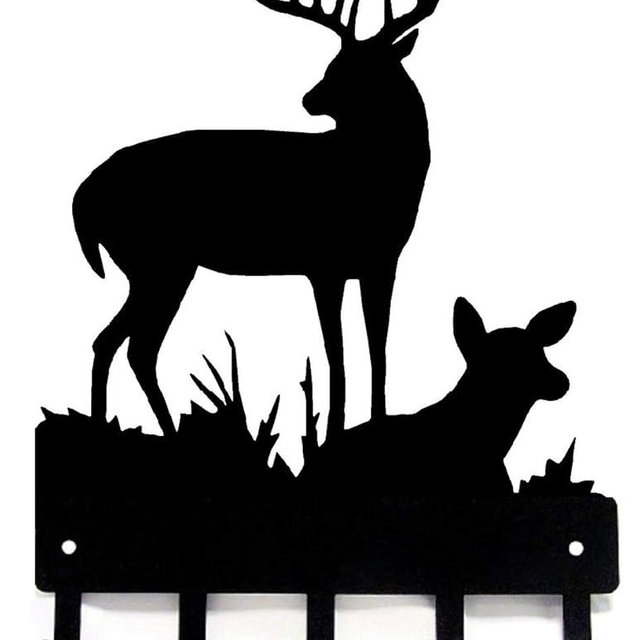 The Metal Peddler Deer Family #2 Key Rack Hanger - Small 6 inch Wide - Made in USA - Wall Mount
