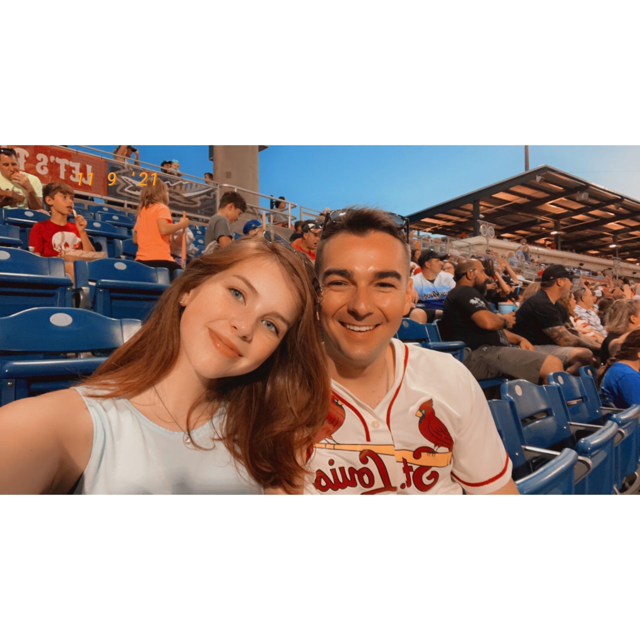 Another one of our early dates, Corey's first time watching the Pensacola Blue Wahoos play, my first ever live baseball game.