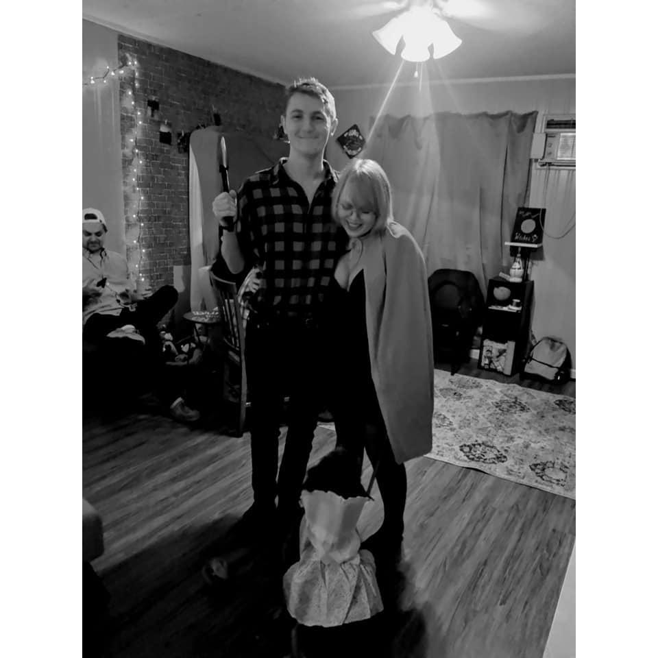 Nate and my first Halloween group costume. Little Red Riding Hood, the Huntsman, and the Big Bad Wolf dressed as Grandma.