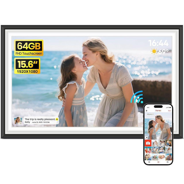 64GB Frameo 15.6" Digital Picture Frame Large 1920 x 1080 IPS FHD Touch Screen WiFi Electronic Photo Frames Share Moments Instantly Anywhere Photo Gifts for Parents and Grandparents