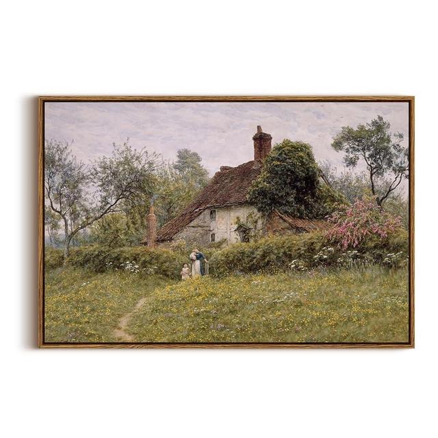 InSimSea Framed Canvas Wall Art Vintage Decor, Old Cottages Countryside Large Canvas Wall Art, Rustic Farmhouse Hanging Wall Decor for Bedroom Living Room Bathroom, 20"x30"