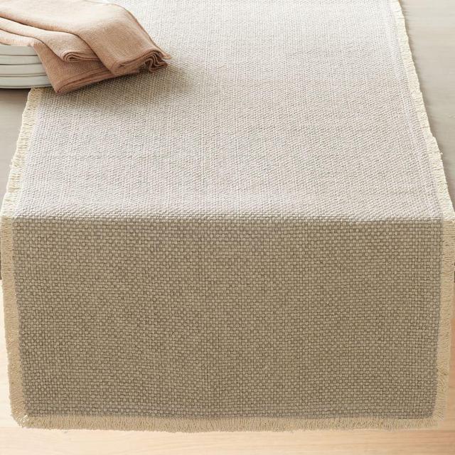 Mason Cotton Fringe Table Runner - Soft Gray