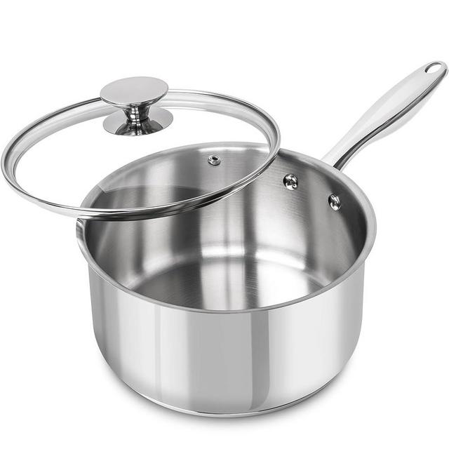 MICHELANGELO 3 Quart Saucepan with Lid, Thick Bottom Sauce Pan Stainless Steel Saucepan with Cover, Nonstick Sauce Pot, Induction Compatible