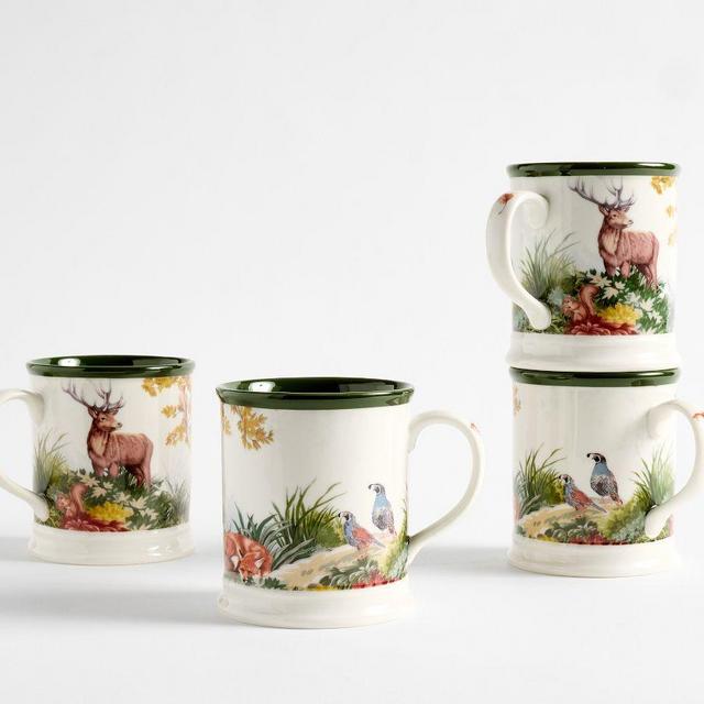 Fantastical Forest Stoneware Mugs, Set of 4 - Multi