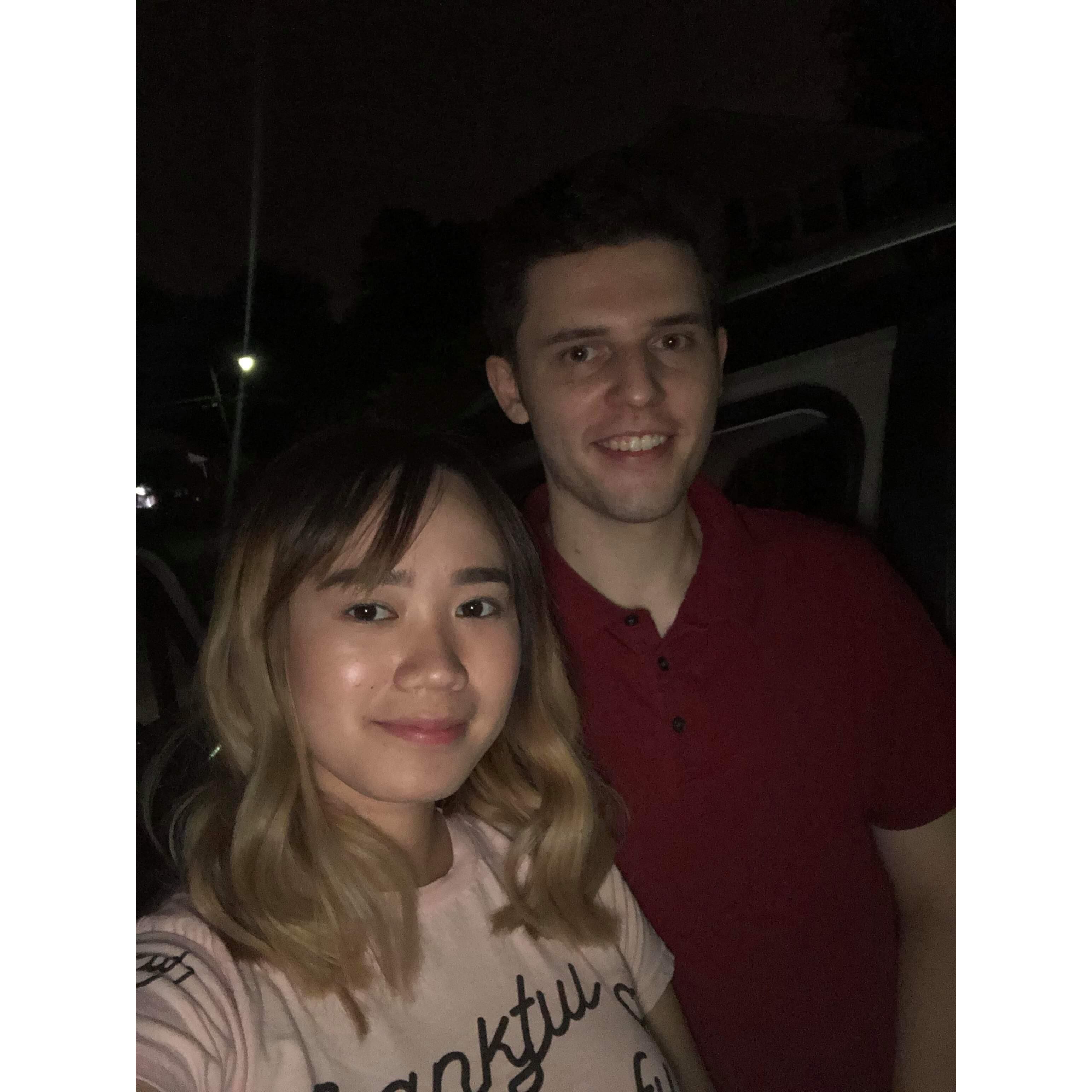 Our first picture together! Taken after our dinner at Bon Chon! Lol. We are still friends here!