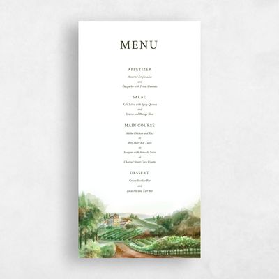 Green Destination Wedding Menu - Hillpine