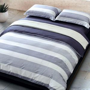 Cabana Stripe Modern Duvet Cover 100-Cotton Twill Bedding Set Geometric White and Navy Distressed Rugby Stripes Print in Dusty Blue Shades Reversible (Queen, Navy)
