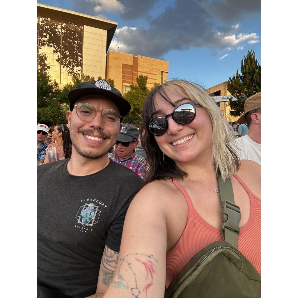 Attending our first concert in Raleigh, watching Khruangbin live in June 2024.