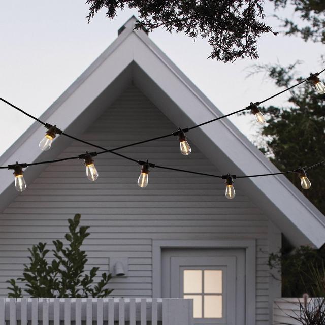 10ct LED Outdoor Non- Drop String Lights Black - Smith & Hawken™